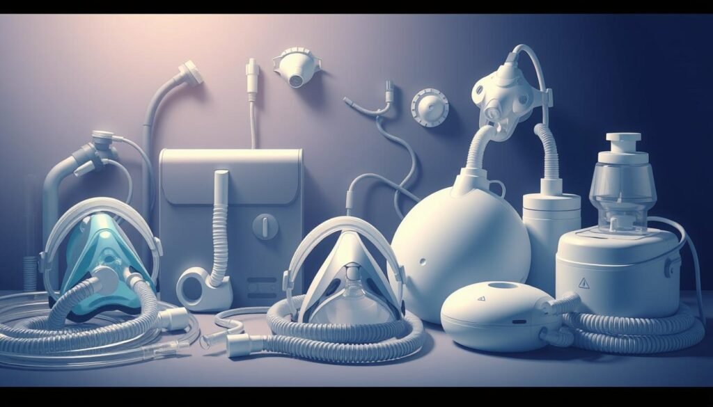 Image of various accessories for sleep apnea machines Image of various accessories for sleep apnea machines